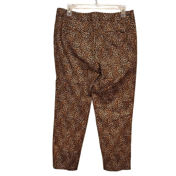 White House Black Market Slim Ankle Leopard Print Pants 8R Cotton Spandex Blend - Picture 2 of 9